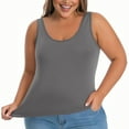 thumbnail image 2 of Fanxing Women Plus Size Tank Tops with Built-in Padded Bra Adjustable Strap V-Neck Camisole Cotton Cami Shirts Gray,XL, 2 of 8