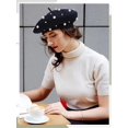 thumbnail image 6 of Pearl Beret Hat French Style Beanie Cap Solid Color Winter Hat for Women and Girls Casual Use, 6 of 7