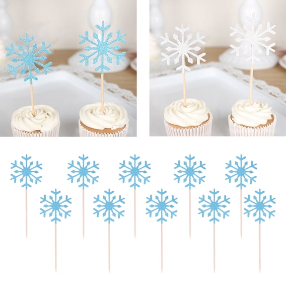 Toyvian Paper Cake Toppers with Snowflake Design for Beautiful Cake Decoration and Party Use Assorted Color