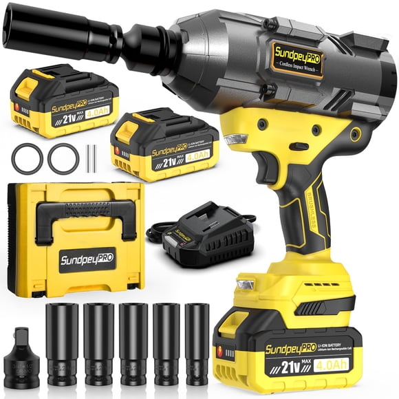 Llave de impacto inalámbrica SunpeyPro 21 V 2100 N·m con 2 x 4,0 Ah