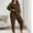 Brown-01, variant on LIBRCLO Womens Pajama Sets Plus Size Fashion Solid Color Lounge Wear Casual Long Sleeve Pants Sleepwear