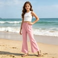 thumbnail image 6 of Cethrio Girls Cotton Linen Outfit Sets Size 7-8 T, 2 Piece Sleeveless Casual Kids' Summer Clothing Sets Pink, 6 of 7