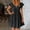 Black, variant on Women V Neck Flowy Babydoll Dresses 2025 Summer Short Sleeve Swing Shift Loose Casual Summer Mini Tunic Dress Fashion Clothes