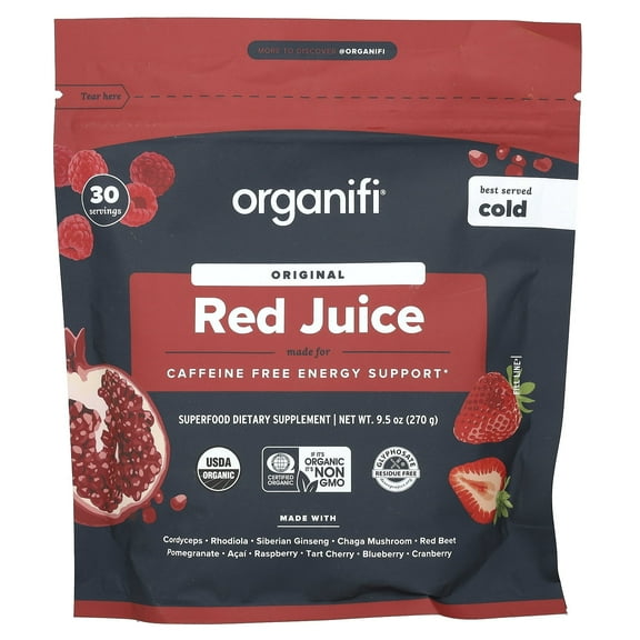 Organifi - Red Juice Acai & Cordyceps Infused Gently Dried Superfood Powder - 9.5 oz.