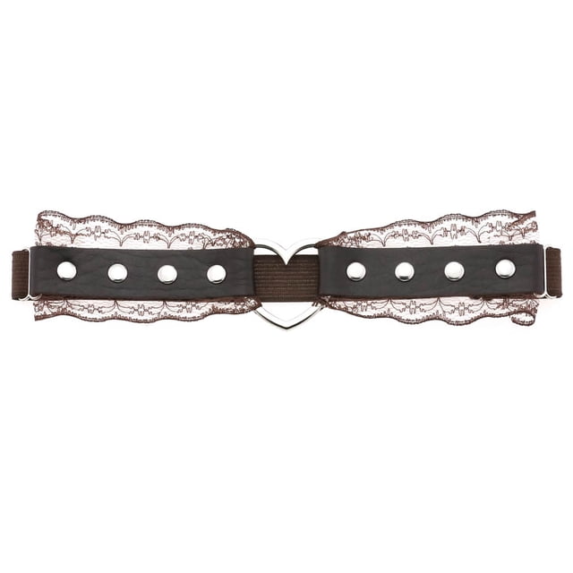 Personalidad y temperamento Sexy Hermoso Punk Encaje Cuero Muslo Anillo Forma de melocotón Forma de amor Elástico Suave Chica Liga Cinturón