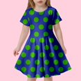 thumbnail image 2 of Robes pour Bébé Fille Enfant Filles Été Imprimé à Pois Ajusté Doux Respirant à Manches Courtes Robe Décontractée Robe Ado Fille Bleu 6 Ans-7 Ans, 2 of 4