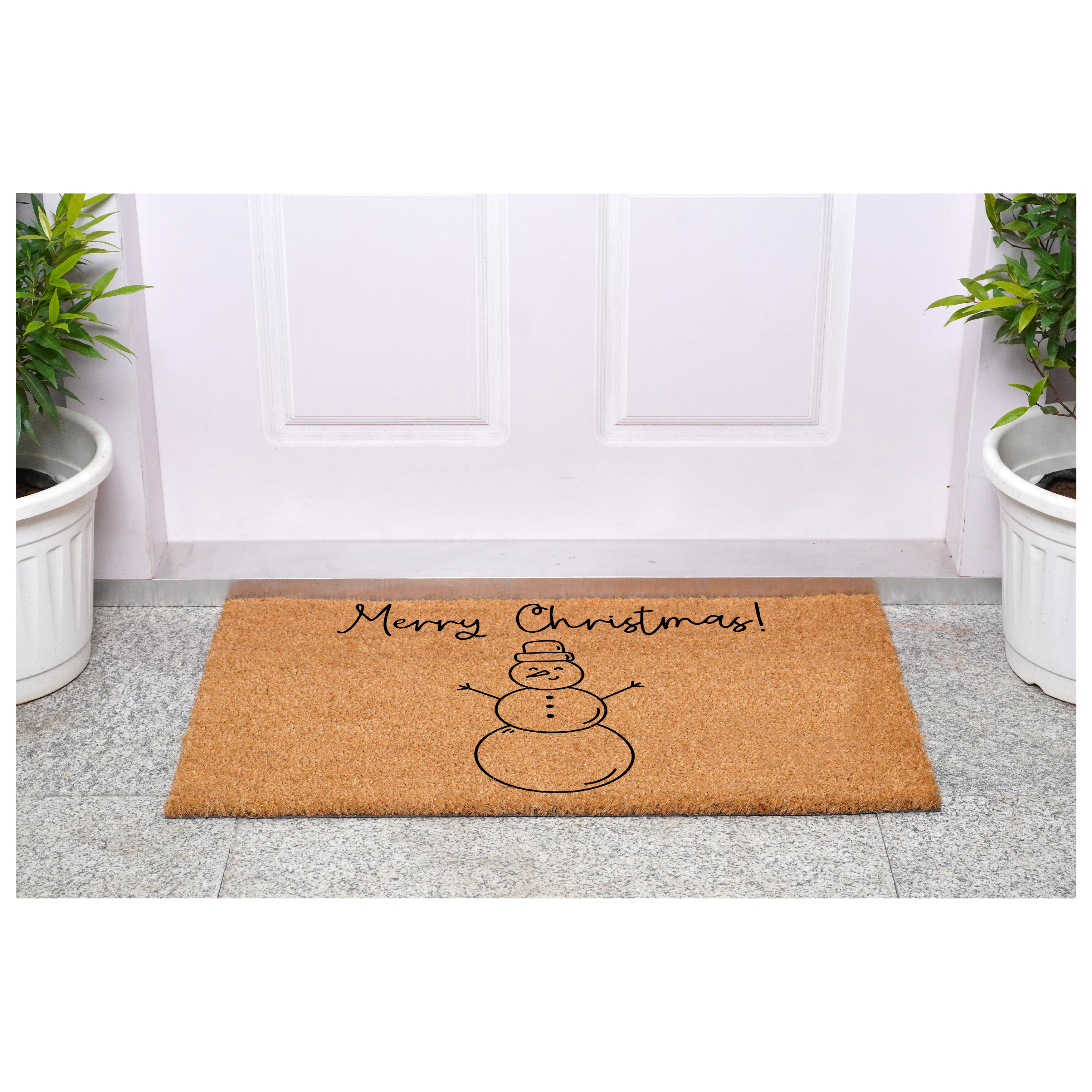 Merry Snowman Doormat, 17" x 29"