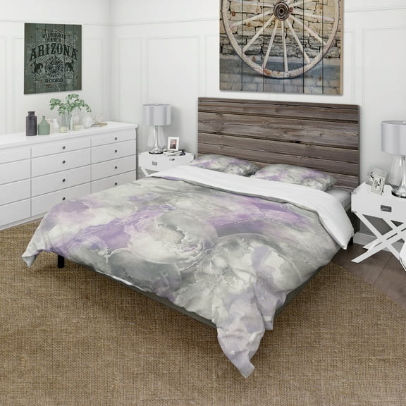 Designart 'Watercolor Minimal Purple Tones III' Cottage Duvet Cover Set