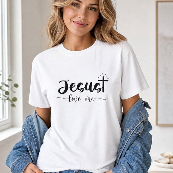 Jollimate Jesus Loves Me Graphic Tee, Christian Shirt for Women, Religious Faith Gift for Her