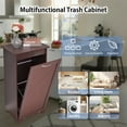 thumbnail image 4 of VECELO Kitchen Trash Can Cabinet, 10-13 Gallon Wooden Tilt Out Storage Can Holder Garbage Recycling Cabinet, Brown, 4 of 9