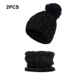 thumbnail image 4 of Linyer Ladies Winter Ball Caps Decorative Fashionable Thickened Hat Scarf Lovely Crochet Knitted Two-piece Collar Black, 4 of 5