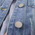 thumbnail image 6 of Doomiva Womens 3/4 Sleeve Short Denim Jacket Lapel Button Down Cropped Trucker Jean Jackets Coats Light Blue L, 6 of 7