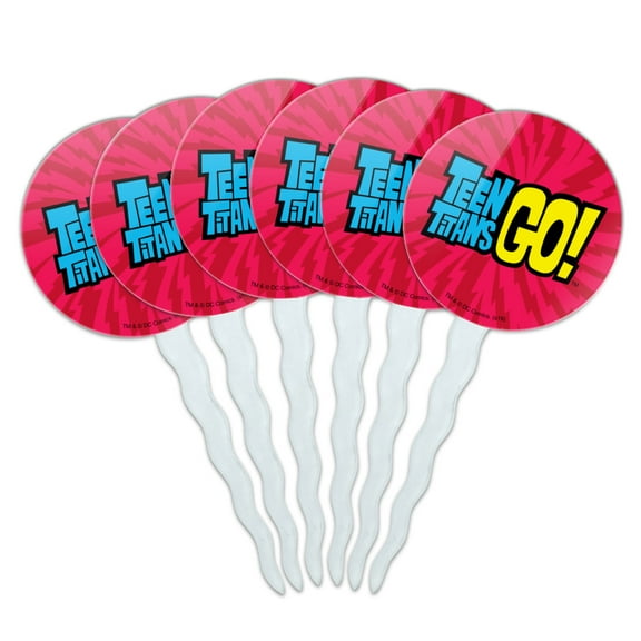 Teen Titans Go! Logo Cupcake Picks Toppers Decoration Set of 6