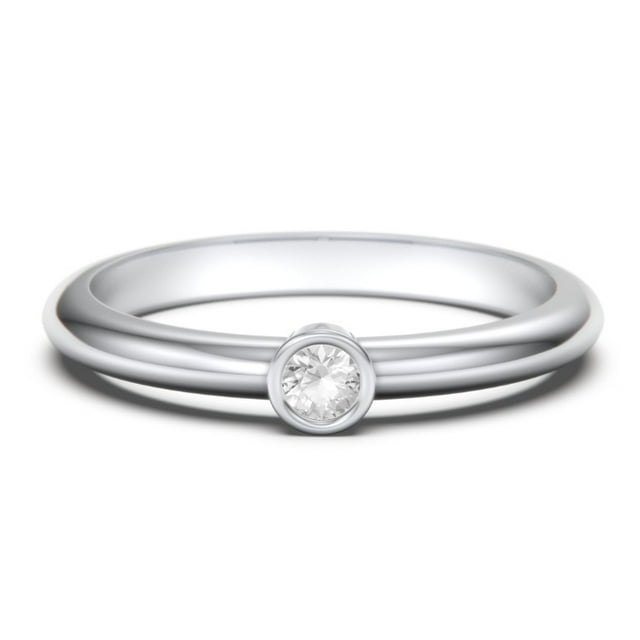 Classic Bezel Set Birthstone Ring - Cubic Zirconia / White Topaz (April)