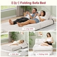 thumbnail image 2 of Mr IRONSTONE 3 in 1 Folding Sofa Bed, Convertible Sleeper Chair with Pillow, Corduroy Memory Foam Floor Sofa Lounge Chair for Living Room Dorm, White, 2 of 8