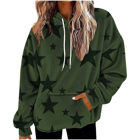 Atogsazn Womens Flannel Oversized Hoodies Casual Fleece Long Sleeve Sweatshirt Sherpa Lined Tops Fall Winter Clothing 01-Green S Fashion