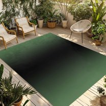Fsddascl Green Black Ombre Outdoor Rug for Patio/Deck/Porch, Non-Slip Large Area Rug 4 x 6 Ft, Modern Gradient Abstract Art Indoor Outdoor Rugs Washable Area Rugs, Reversible Camping Rug Carpet