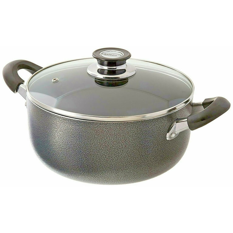  MNHW Non Stick Aluminum Sauce/Stock Pot With Glass Lid 8 Quart,  Black Cooking pot Soup pot Steam pot Big pots for cooking Large pot for cooking  Cooking pots with lids Kitchen