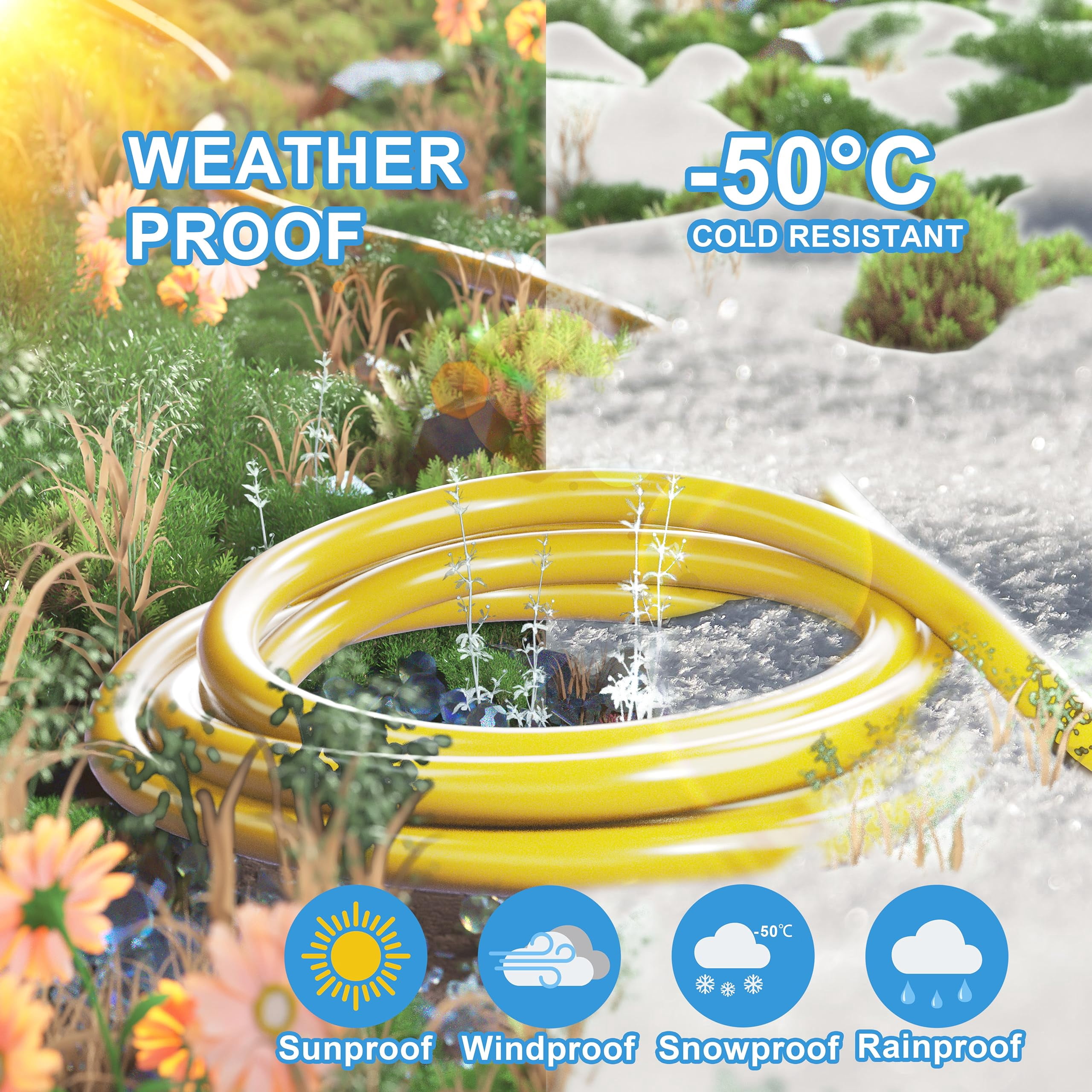 25 Ft 14/3 Gauge Heavy Duty Outdoor Extension Cord Waterproof With Lighted  Flexible Cold Weather 3 Prong Electric Outside 15a 1875w 125v 14awg Sjtw Yellow Etl Listed