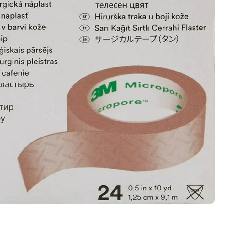 3M Micropore Skin Friendly Paper Medical Tape NonSterile 1/2 Inch X 10  Yards, 6 Pack