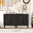 thumbnail image 3 of Rovaurx Set of 2 Storage Cabinet with 4 Doors, Accent Bathroom Floor Cabinet, Modern Sideboard Buffet Cabinet for Living Room, Entryway, Dining Room and Kitchen, Black, 3 of 7