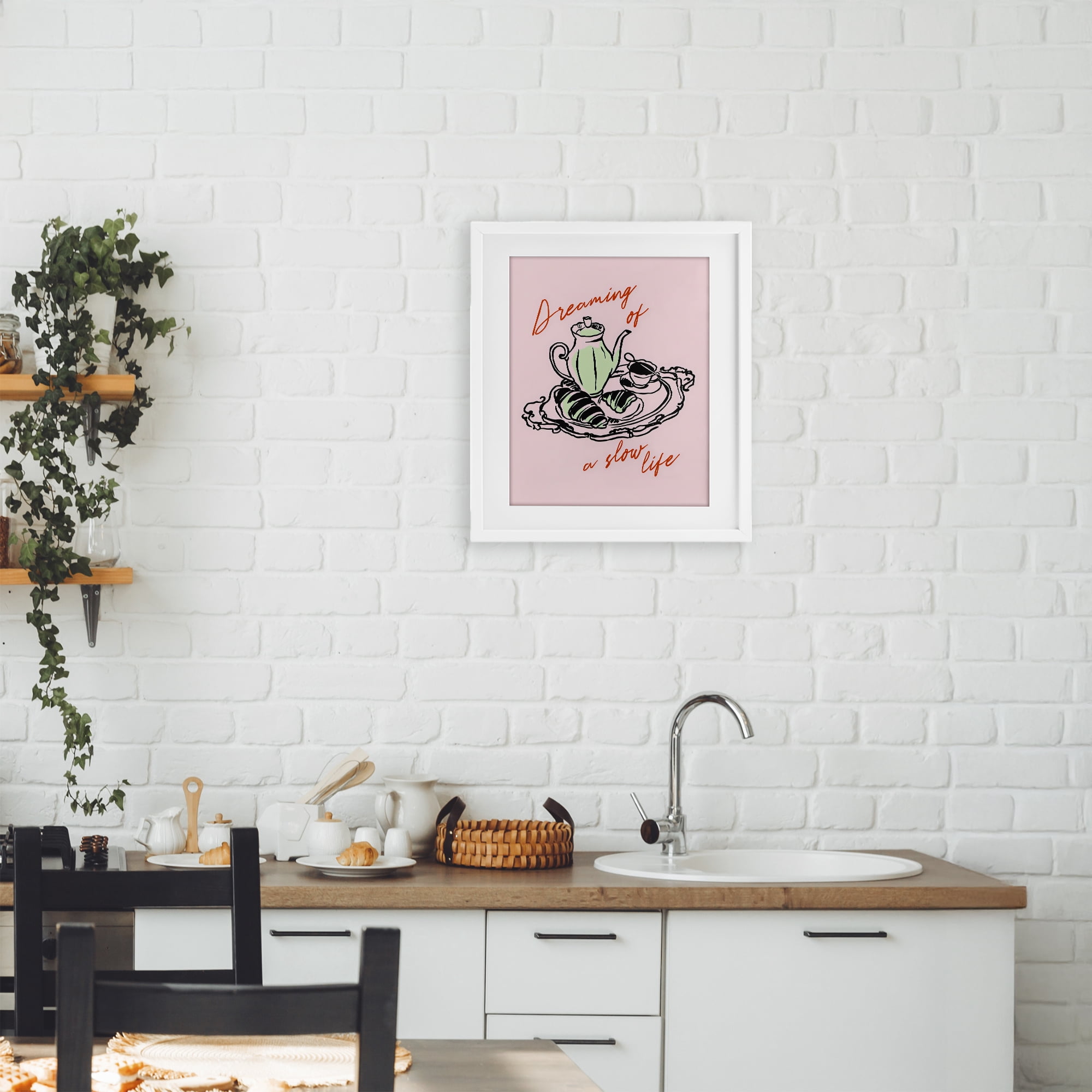 Stupell Industries Slow Life Tea Platter White Framed Print Under Glass, design by The Prints Vibe