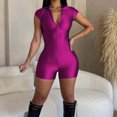 thumbnail image 1 of ICHUANYI Clearance Women's Sexy Fashion Sequin Knitted Zipper Jumpsuit Short Sleeve V-Neck Top/Shirt Set ICHUANYI "ICHUANYI", 1 of 5