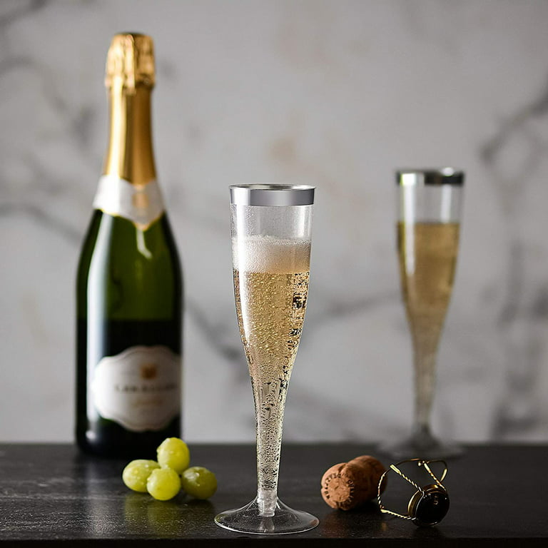 Elsjoy Set of 8 Acrylic Champagne Flutes, 6 Oz Unbreakable Champagne Glasses  Reu