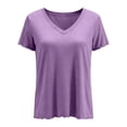 thumbnail image 6 of Diufon Pajama Tops for Women Plus Size Short Sleeve V Neck Loose Sleepwear Casual Soft Breathable Home Blouse, 6 of 6