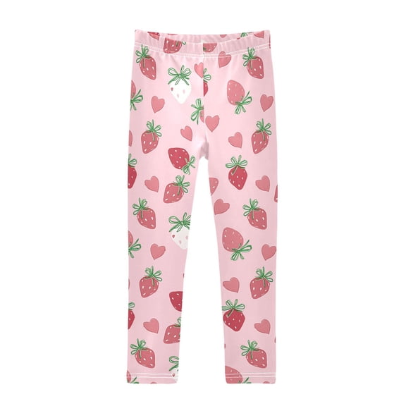 Strawberry Bow Heart Printed Leggings Yoga Pants for in 4t to 10t