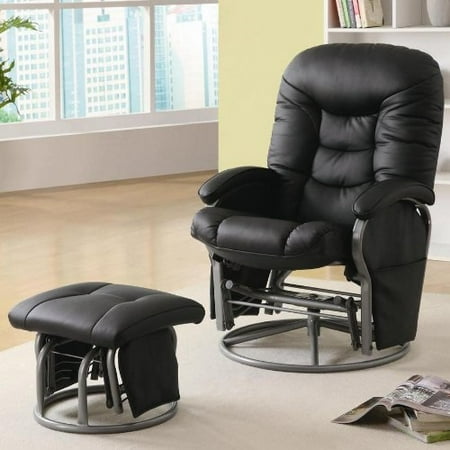 2pc Modern Swivel Rocking Gliding Recliner Chair With Ottoman In Black Leatherette Item Vista Furniture Cf600227 2pc Modern Swivel Rocking Gliding Recliner Chair With Ottoman In Black Leatherette Item Vista Furniture Cf600227