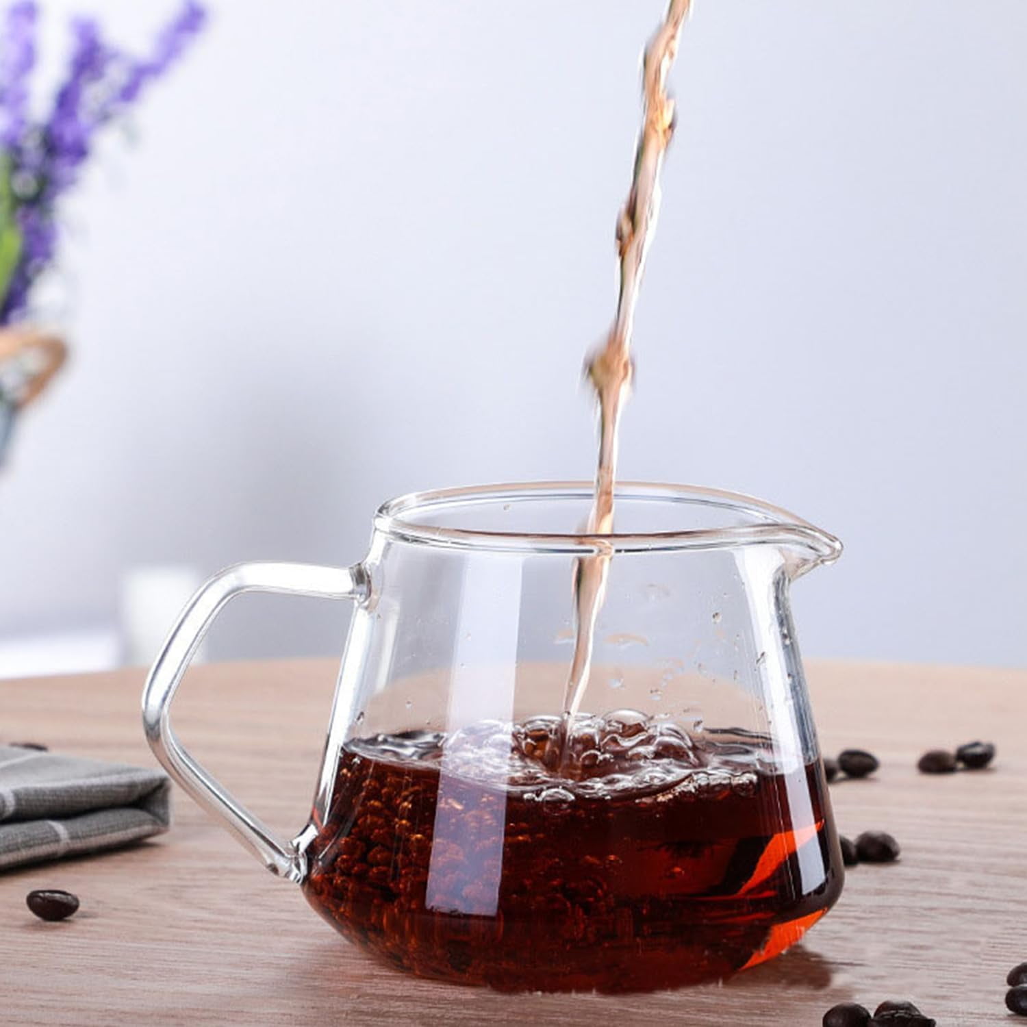 ABCISI Glass Coffee Server, 22oz Glass Coffee Carafe Manual Pour Over Coffee Maker Teapot Clear Water Kettle Pitcher for Brewing Coffee Milk Tea, Ideal for Home, Office, and Café (22oz/650ml)