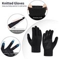 thumbnail image 3 of Conjunto de gorro y bufanda de invierno para niños, guantes, gorro de punto térmico cálido cian, calentador de cuello con pantalla táctil, manoplas antideslizantes para deportes al aire libre, forro, 3 of 5