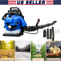 Seipouy 75.6CC 2-Cycle Backpack Leaf Blower Gas Powered, 900CFM 210MPH Powerful Wind, Cruise Control, High-Efficient Commercial Gas Leaf Blower for Yard Lawn Care, Debris Dust & Leaf Cleaning