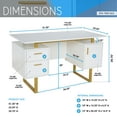 thumbnail image 4 of Techni Mobili Modern Adult Office Desk with Drawers and Storage, 51.25”W, White/Gold RTA-7002-GLD, 4 of 13