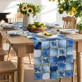 thumbnail image 2 of Table Runner Retro Blue Leaves Table Decoration for Kitchen Dinning Blue Ethnic Style Lattice Table Decoration for Indoor Outdoor Party Wedding Decor 13x90inch, 2 of 7