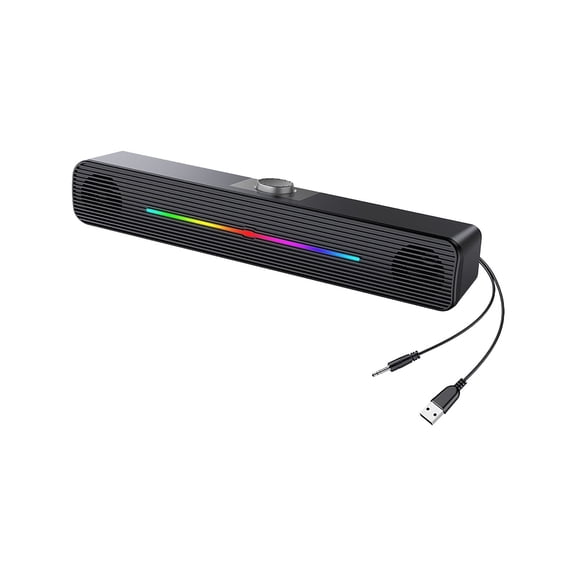 Usb Powered Pc Speakers With Rgb Light And Aux Cable For Desktop Laptop Computer