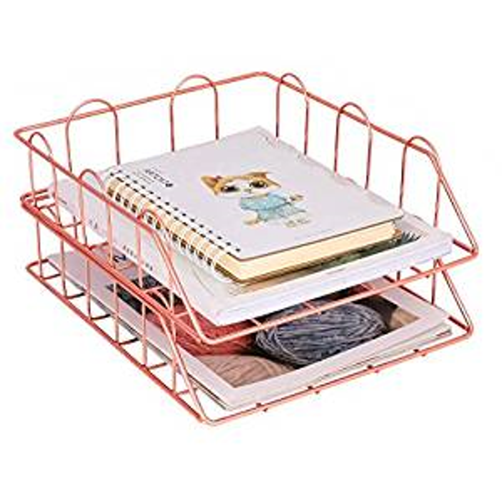 Pro Space Stackable Letter Trays Wire Mesh Paper Book File Organizer