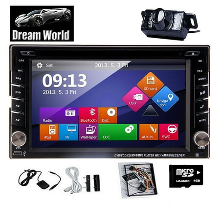 Autoradio Car Stereo Video FM AM Monitor Headunit 3D GPS USB SD Double Din Bluetooth Radio Receiver Audio Car DVD Player Sub AMP GPS Navigation Headunit FREE HD (Best Camera Hd App)