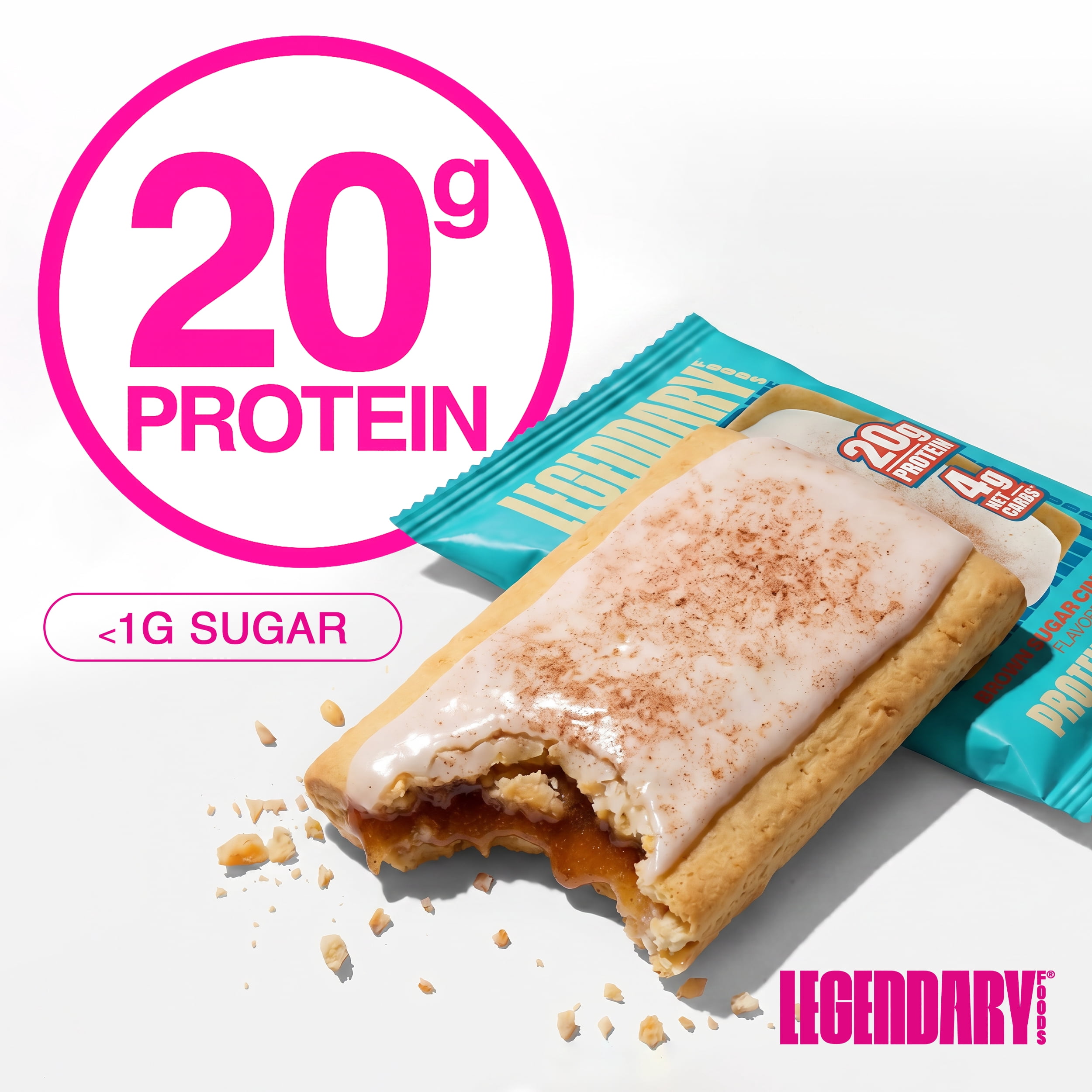 Legendary Foods Protein Pastry - Brown Sugar Cinnamon 4 Pack | Protein Snack | Gluten-Free| Keto Friendly