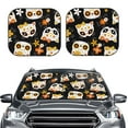 thumbnail image 2 of Balery Cat Skulls And Flowers Sun Shield 2 Pack For Car Front Windows Foldable Sun Visor Protector Blocks Max Uv Rays And Keeps Your Vehicle Cool For Most Sedans Suv Truck, 2 of 7