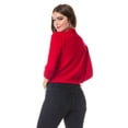 thumbnail image 3 of Women 3/4 Sleeve Solid Open Bolero Cropped Cardigan, 3 of 4