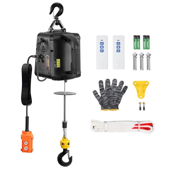 SKYSHALO 3-in-1 Electric Hoist Winch, 1100 lbs 1500W Portable Power Winch Crane, 22.9 ft Lifting Height, 13 ft/min with Wired and Wireless Remote Control, for Garage, Warehouse, Factory Lifting Towing
