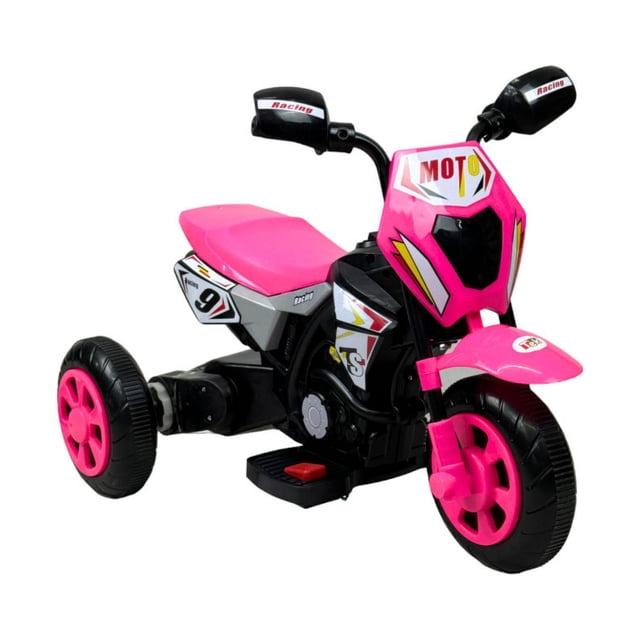 The Baby Shop Motocicleta Montable Rosa P/ Niños 3 Ruedas 6v C/ Sonido Y Luz