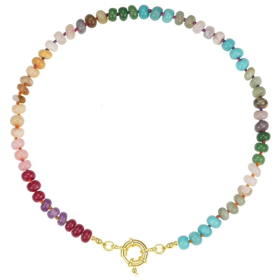 LICEWO Adjustable Length Necklace Colorful Beads Necklace Statement Necklace Stone Bead Necklace Elegant Neckwear for Everyday