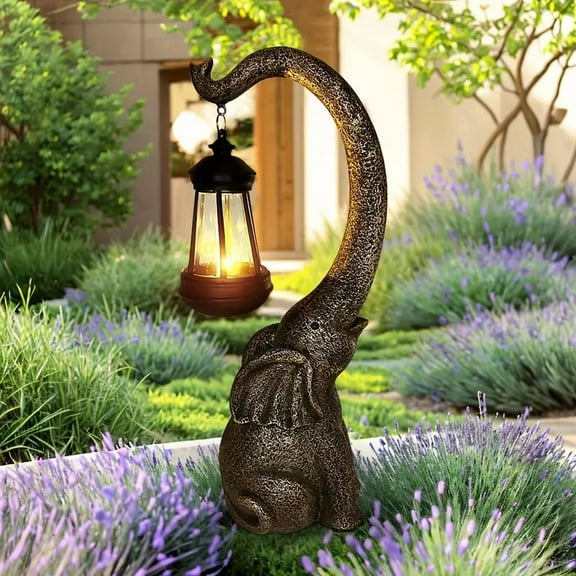 1PC Solar Garden Statues, Elephant Statues, Courtyard, Lawn, Garden Decoration, Outdoor, Interior Decoration, Landscape Lights