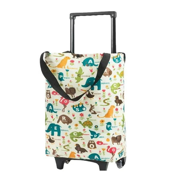 Foldable Portable Grocery Cart With Extendable Handle, Oxford Fabric