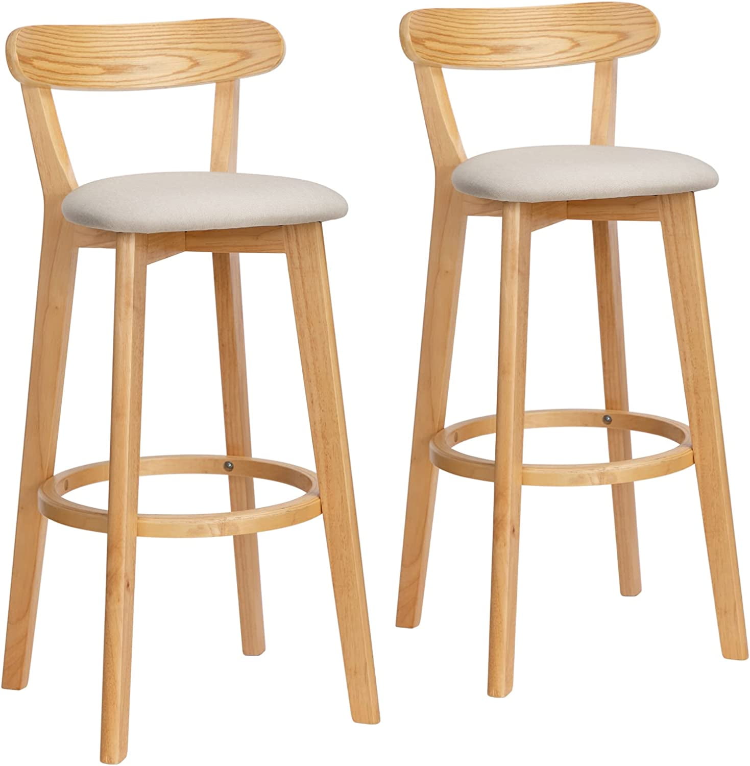 Height Bar Stool with Upholstered Seating Set of 2 High Counter Pub