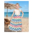 thumbnail image 2 of Sunny Fashion Girls Dress Sleeveless Rainbow Wave Print Striped Tea Length Summer Beach Casual Dresses 7 Years, 2 of 7