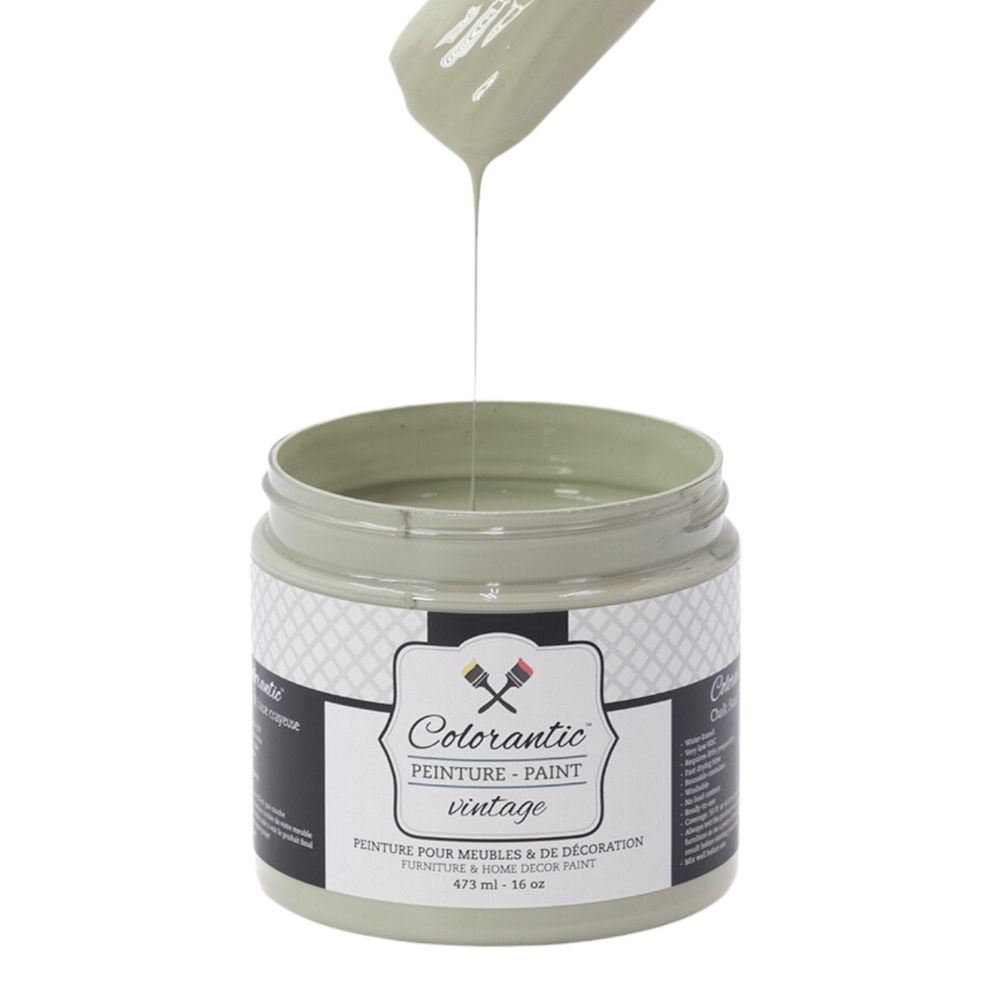 Colorantic | SAGE Chalk Paint Based for Furniture DIY - Multi-Surface All-in-One Craft Paint | SOFT LIGHT GREEN Home Decor Painting - 32 oz